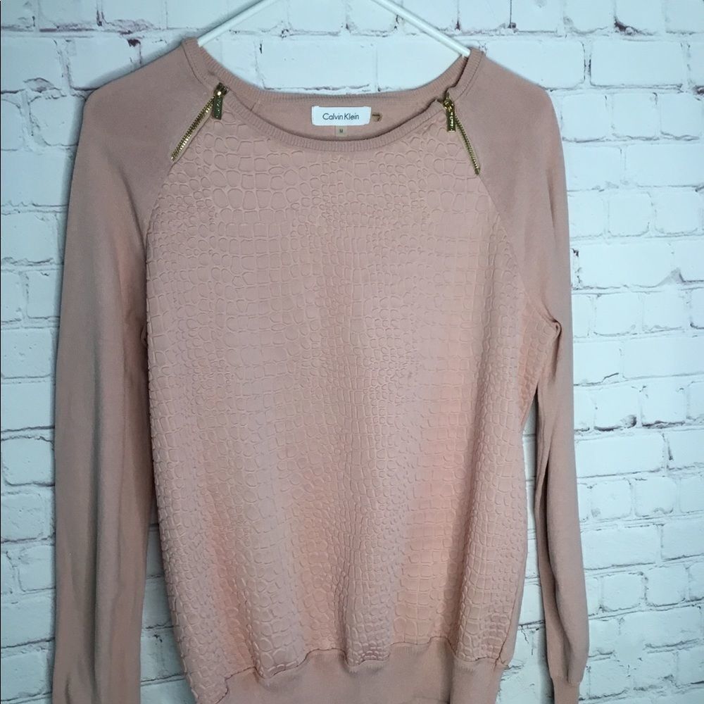 Calvin Klein Women Pale Pink Textured Knit Sweater Top‎ - Picture 12 of 15